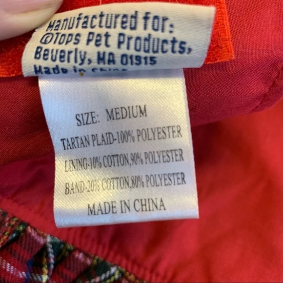 EAST Side Coll. Sm. Breed Dog Plaid Check Red Dress Sz. Med. - Picture 9 of 9